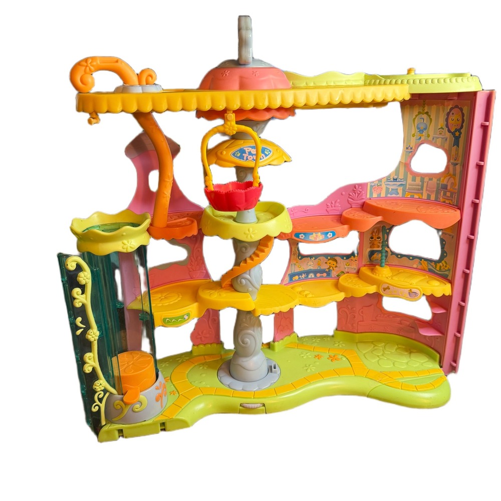 Littlest Pet Shop Round N Round Pet Town Playset Hasbro Pink Yellow Green 2007
